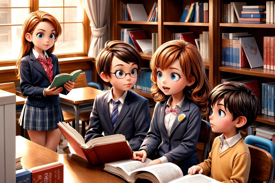 Діти читають в читальній залі