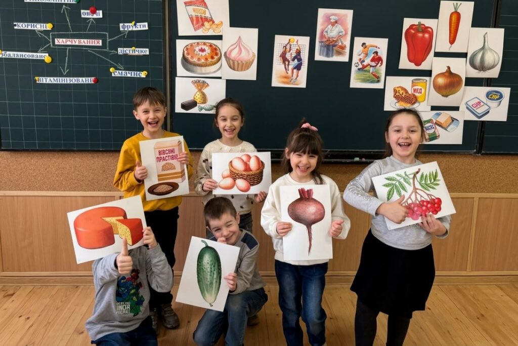 Учні ліцею 11 вивчають корисні звички та здорове харчування в школі біля дошки