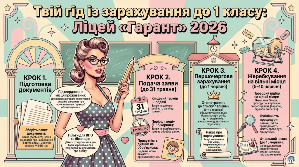 Порядок зарахування учнів до 1 класу Кременчуцького ліцею № 11