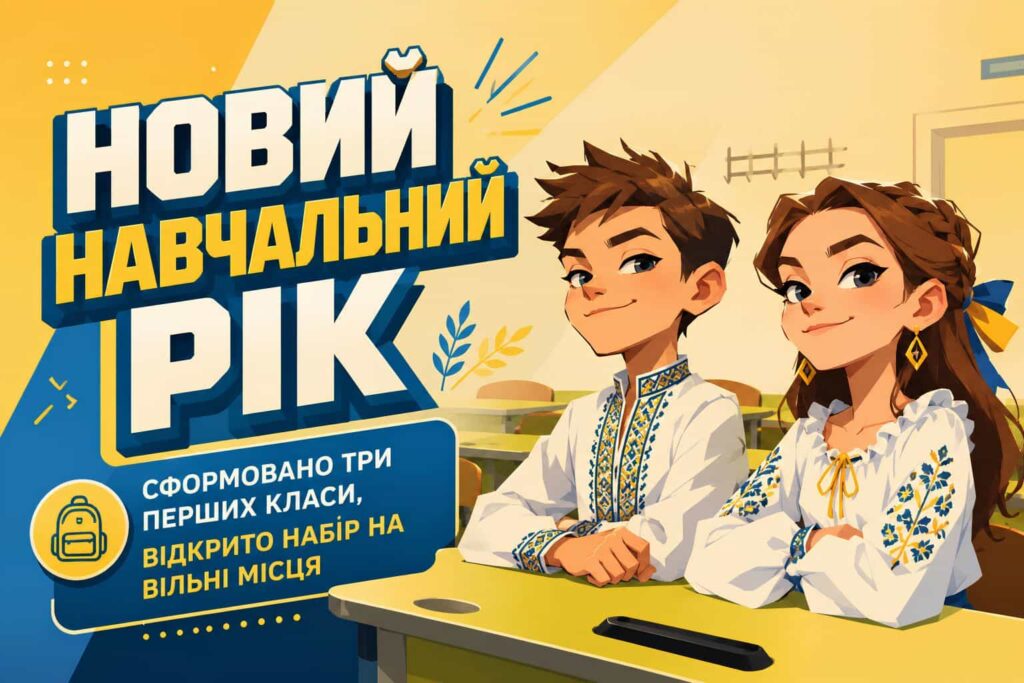 Офіційний вступ до ліцею в Кременчуці — майбутні першокласники у затишному та сучасному класі НУШ ліцею «Гарант».