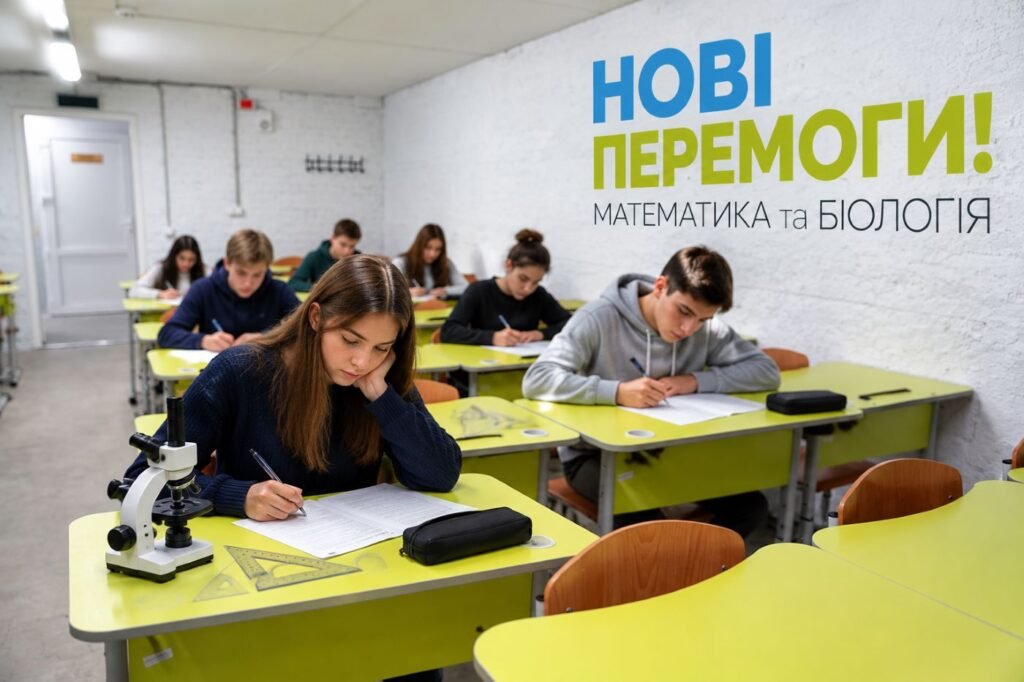 Учні Кременчуцького ліцею 11 під час олімпіади з математики та біології